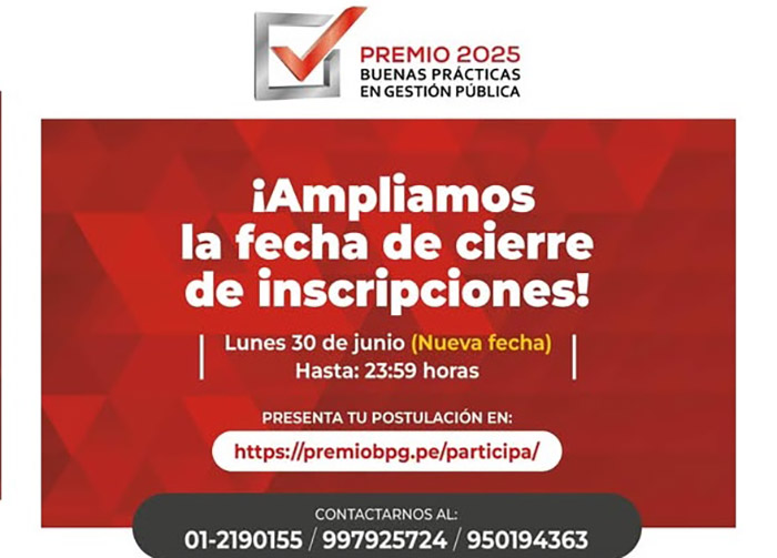 Se amplía plazo para postular al Premio Buenas Prácticas en Gestión Pública 2025